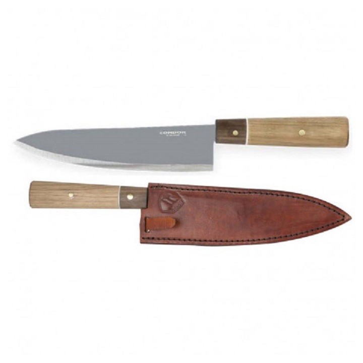 Couteau Condor Kondoru Gyuto Lame Acier Carbone 1095 Manche Noyer Etui Cuir Made El Salvador CTK500278 - Livraison Gratuite