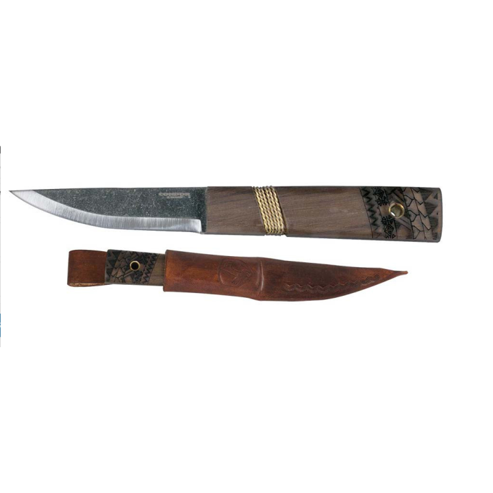 Couteau Condor Indigenous Puukko Carbone 1095 Manche Noyer Etui Cuir Made El Salvador CTK281139HC - Livraison Gratuite