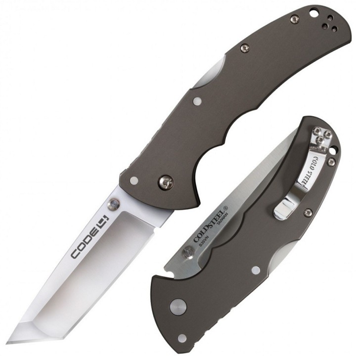 Couteau Cold Steel Code 4 Tanto Lame Acier CPM-S35VN Manche Aluminium Sécurité Tri-Ad Lock CS58PT - Livraison Gratuite