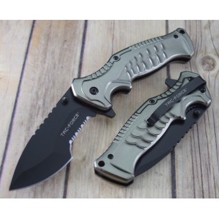 Couteau Tactical Tac-Force A/O Lame Acier 3Cr13 Manche Grey Aluminium Linerlock TF993GY - Livraison Gratuite