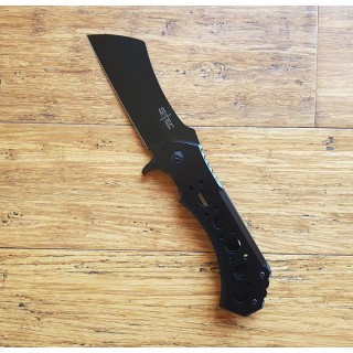 Couteau S-TEC Framelock Cleaver Lame Acier 440 Manche Acier Clip Etui Nylon STT004BKL - Livraison Gratuite