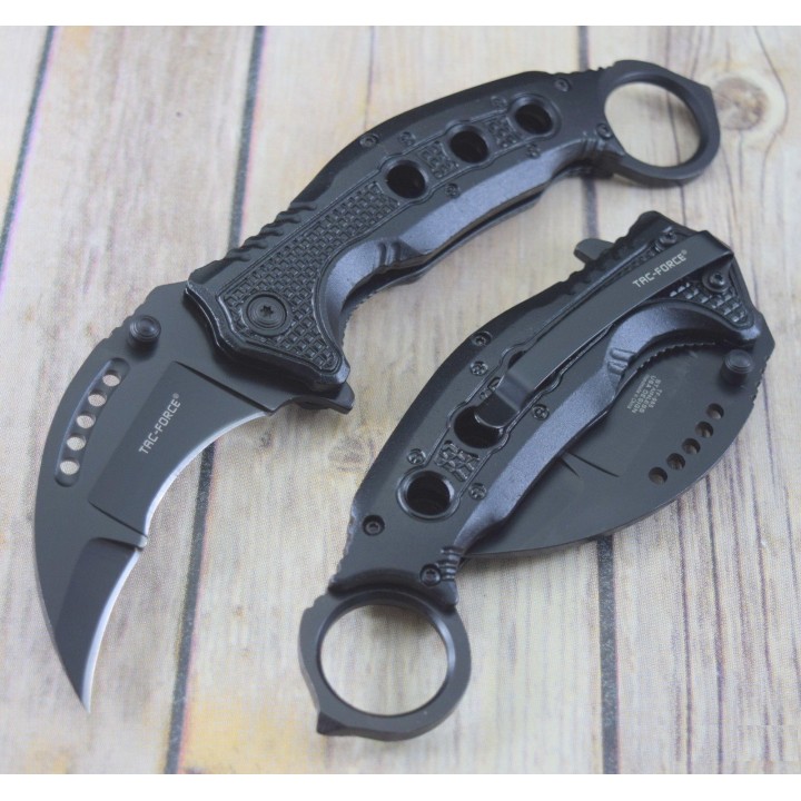 Couteau Tac-Force Karambit A/O Emerson Style Lame Acier Inox Manche Aluminium Noir TF985BK - Livraison Gratuite