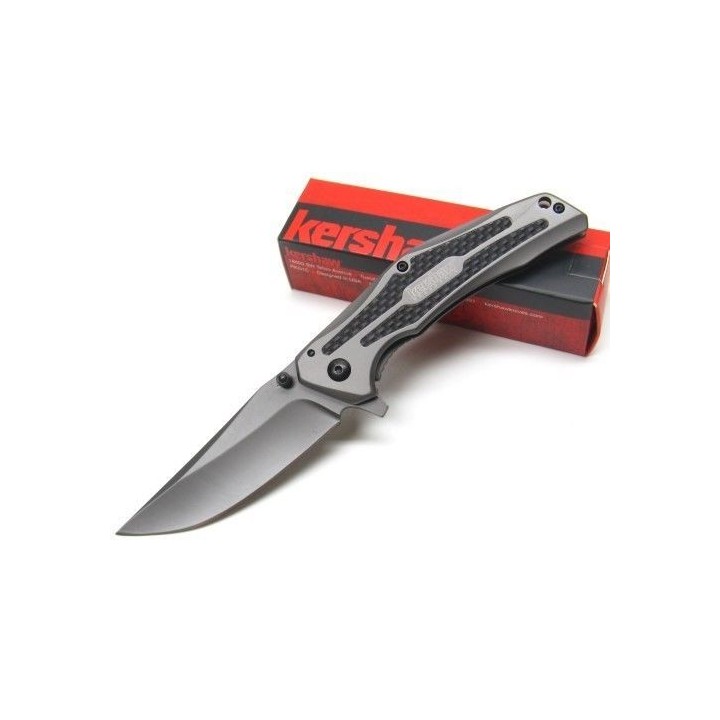 Couteau Kershaw Duojet A/O Lame Acier 8Cr13MoV Manche Acier/Fibre de Carbone KS8300 - Livraison Gratuite