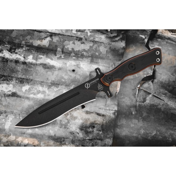 Couteau Tops Knives Operator 7 Blackout Edition Acier Carbone 1075 Manche Micarta Etui Kydex USA TPOP702 - Livraison Gratuite