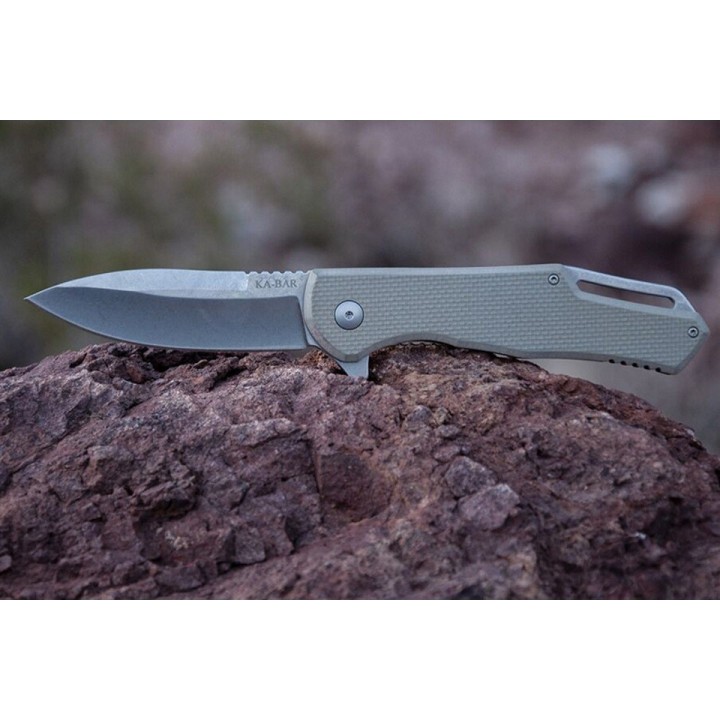 Couteau KA-BAR Jarosz SpearPoint Flipper Lame Acier AUS-8 Manche G-10/Titane KA7509 - Livraison Gratuite