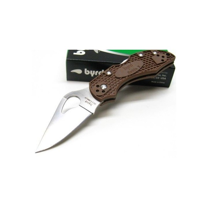 Couteau Spyderco Byrd Robin 2 Lame Acier 8Cr13MoV Manche Brown FRN Lockback Clip BY10PBN2 - Livraison Gratuite