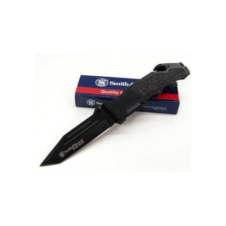  Couteau Smith&Wesson Border Guard Tanto Lame Acier 7Cr17 Manche Alu Coupe Ceintures Brise Vitres SWBG2T - Livraison Gratuite