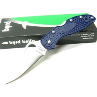 Couteau Spyderco Byrd Meadowlark Blue Lame Acier 8Cr13MoV Manche FRN Lockback Clip BY04PBL2 - Livraison Gratuite