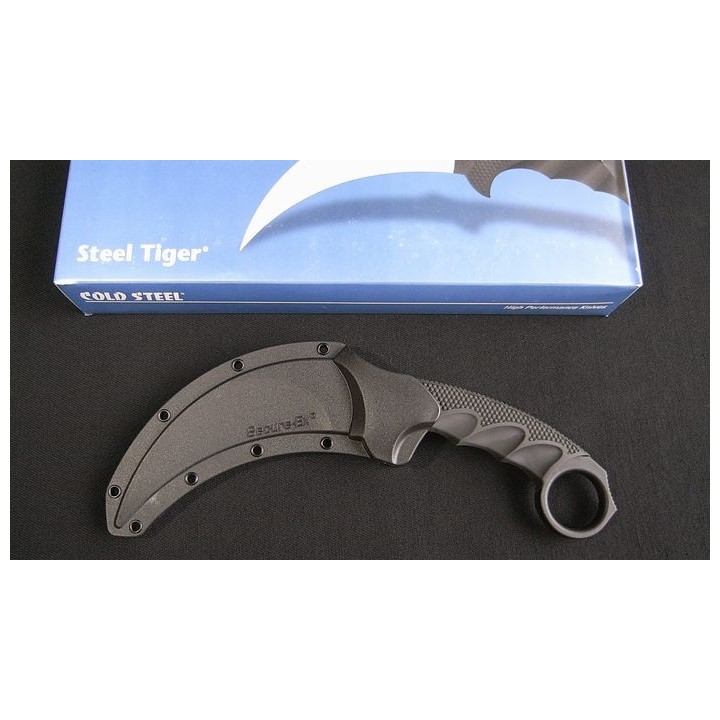 Couteau Cold Steel Tiger Karambit Lame Acier AUS-8 Manche Griv-Ex Etui Secure-Ex CS49KST - Livraison Gratuite
