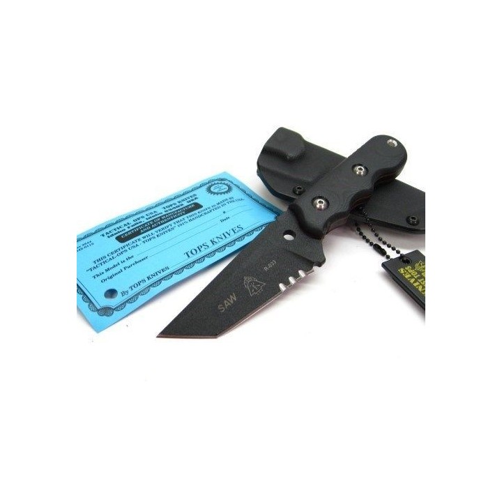 Couteau TOPS Special Assault Weapon Acier Carbon 1095 Manche G-10 Etui Kydex Made USA TPSAW02 - Livraison Gratuite