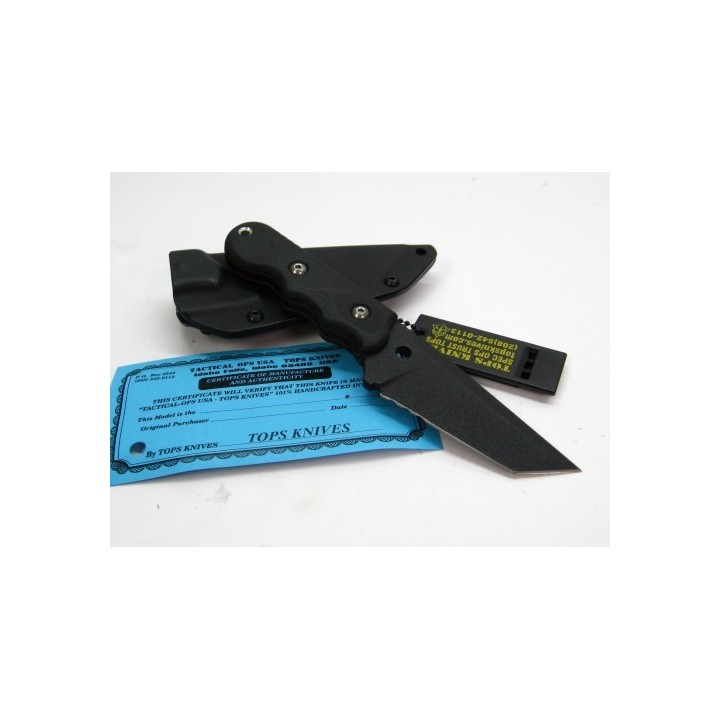 Couteau TOPS Special Assault Weapon Acier Carbon 1095 Manche G-10 Etui Kydex Made USA TPSAW02 - Livraison Gratuite