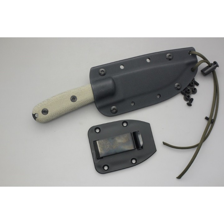 Couteau de Survie Esee Model 4 Traditional Handle Lame 1095 Manche Micarta Etui Kydex Made USA ES4HMK - Livraison Gratuite