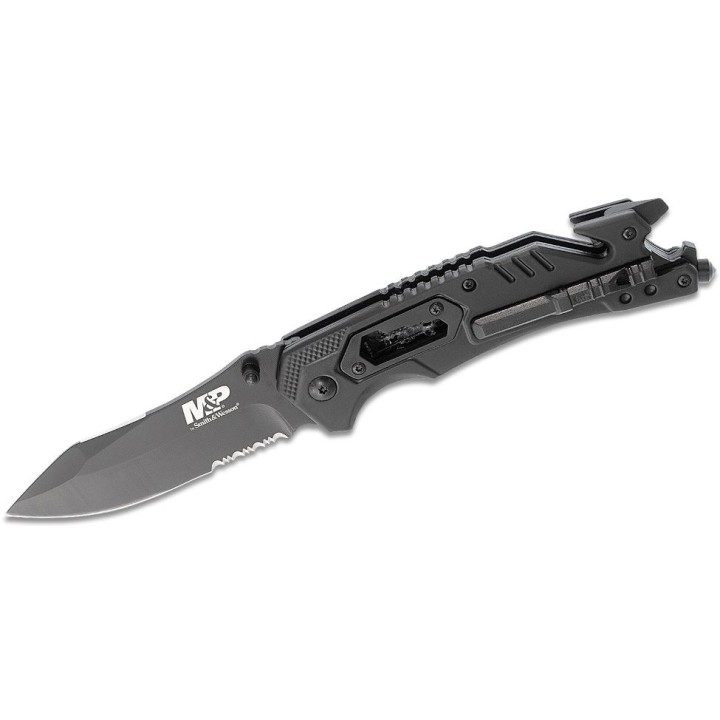 Couteau Smith&Wesson M&P MultiTools Lame Acier 8Cr13MoV Serrat Manche Plastique SW1100078 - Livraison Gratuite