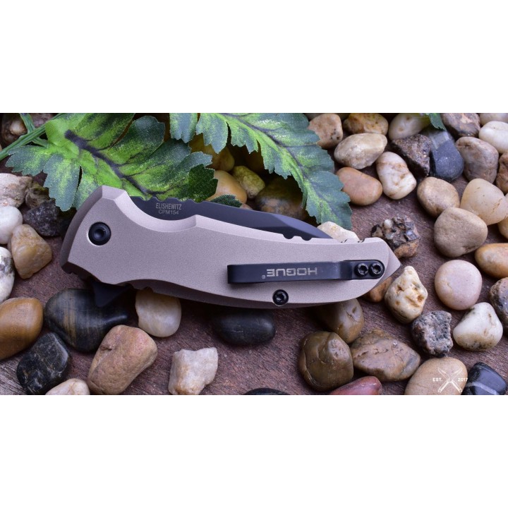 HO24167 Hogue Elishewitz X1 Microflip CPM-154 Black Blade FDE Aluminum Handles Push Button USA - Livraison Gratuite