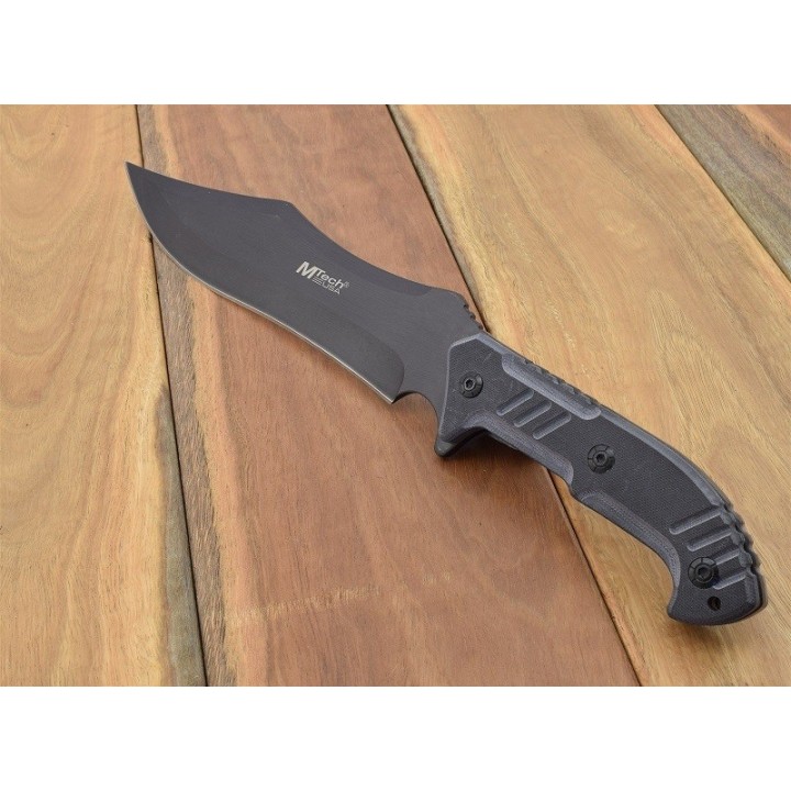 Couteau Bushcraft Survie Machette Mtech Lame Acier 440 Manche G-10 Etui Nylon MT2039 - Livraison Gratuite