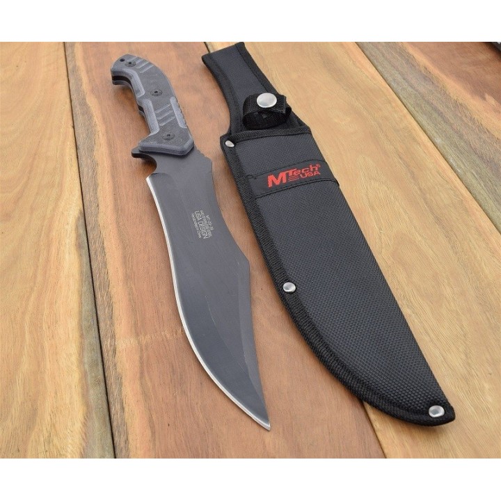 Couteau Bushcraft Survie Machette Mtech Lame Acier 440 Manche G-10 Etui Nylon MT2039 - Livraison Gratuite
