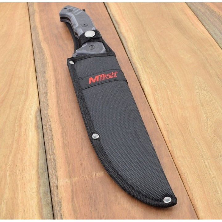 Couteau Bushcraft Survie Machette Mtech Lame Acier 440 Manche G-10 Etui Nylon MT2039 - Livraison Gratuite