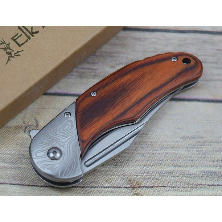 Couteau Elk Ridge A/O Lame Acier 3Cr13 Manche Brown Pakkawood Framelock Clip ERA957BR - Livraison Gratuite
