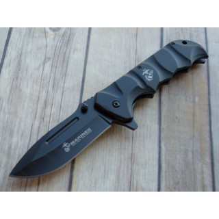 Couteau USMC Marines Tactical Lame Acier 3Cr13 Manche Aluminium Linerlock Clip USMA1059BK - Livraison Gratuite