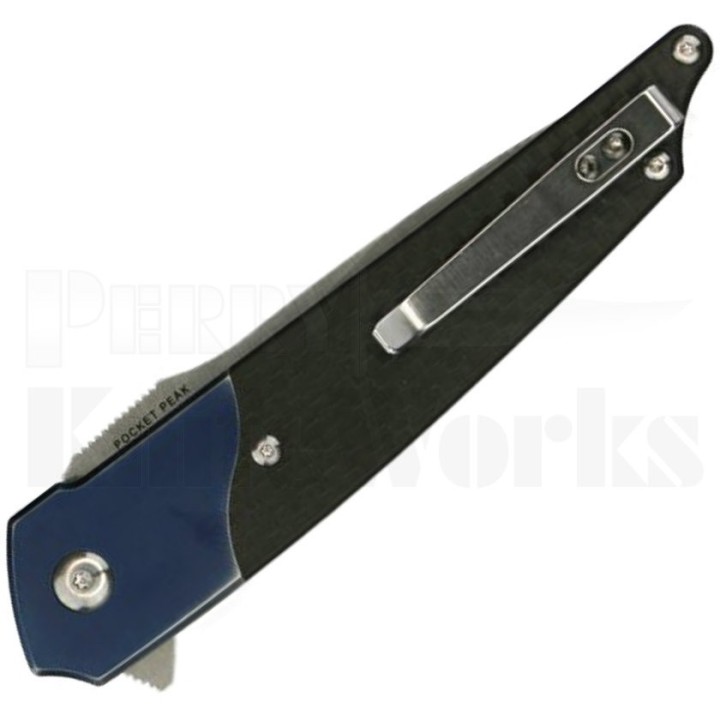 AMR201801 Amare Knives Pocket Peak 14C28N Blade Carbon Fiber Titanium Blue Handle - Livraison Gratuite