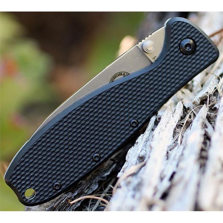 BRKR2 Esee Zancudo Framelock Plain edge D2 stonewash finish Blade GRN Handle - Livraison Gratuite
