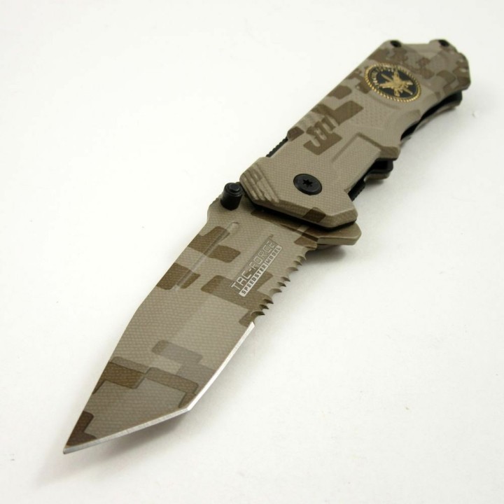 Couteau Tactical Desert Storm Tac Force A/O Lame Tanto Acier Inox Manche Digital Camo Clip TF458SF - Livraison Gratuite