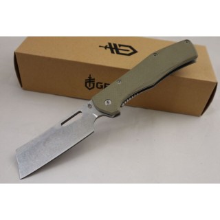 Couteau Gerber Flatiron Cleaver Lame Acier 7Cr17MoV Manche Green G-10 Framelock Clip G1495 - Livraison Gratuite