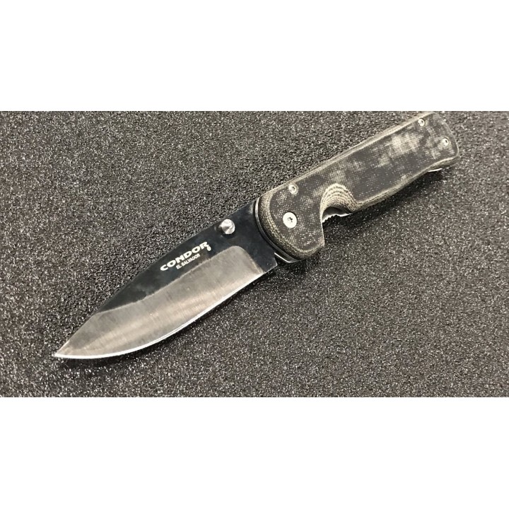 Couteau Condor Krakatoa Army Green Manche Micarta Lame Acier 1095 Framelock Clip El Salvador CTK3937427HC - Livraison Gratuite