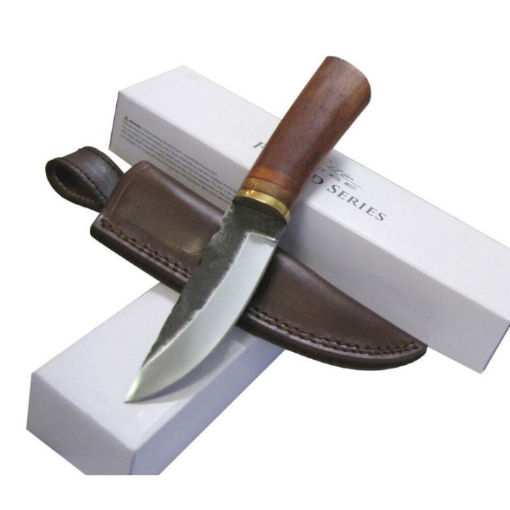 Couteau Skinner Lame Acier Carbone 1075 Manche Bois Etui Cuir PA4425 - Livraison Gratuite