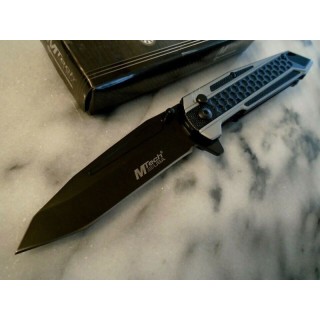 Couteau Mtech Button Lock Manche Gray Aluminium Lame Tanto Acier 3Cr13 Roulement à Billes MT1135GY - Livraison Gratuite