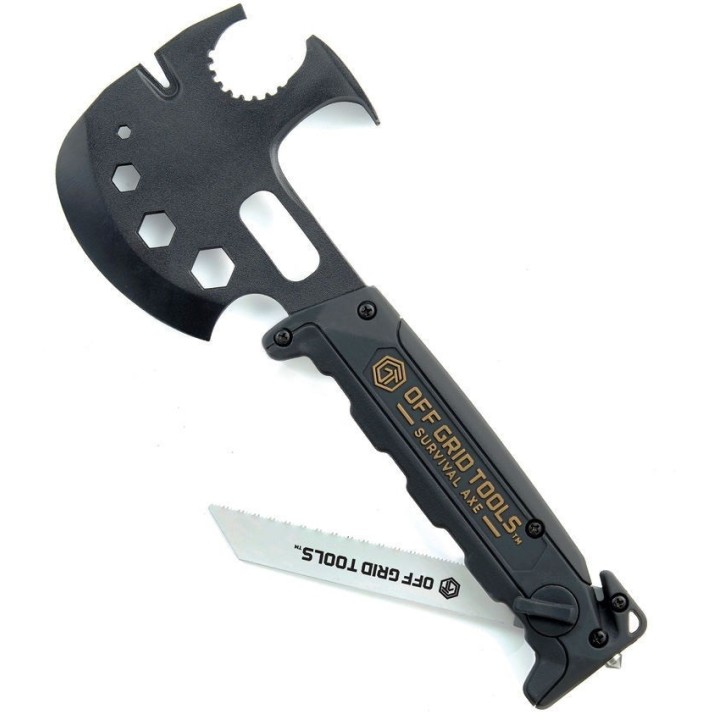 OGTS500 Off Grid Tools Survival Axe ABS 420 Blade Abs Handle Nylon Sheath - Livraison Gratuite