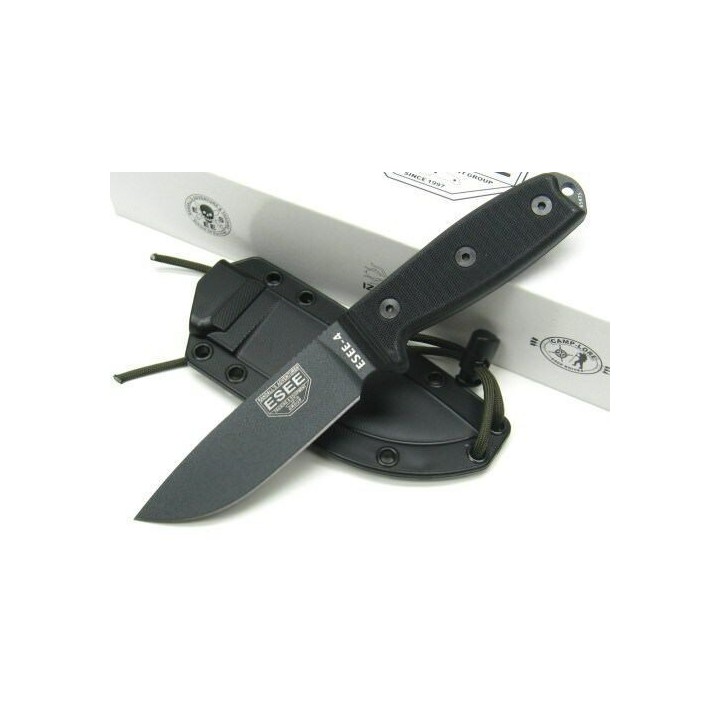 ES4PTGB Couteau ESEE Model 4 Black Acier 1095 Etui Nylon Rigide USA - Livraison Gratuite