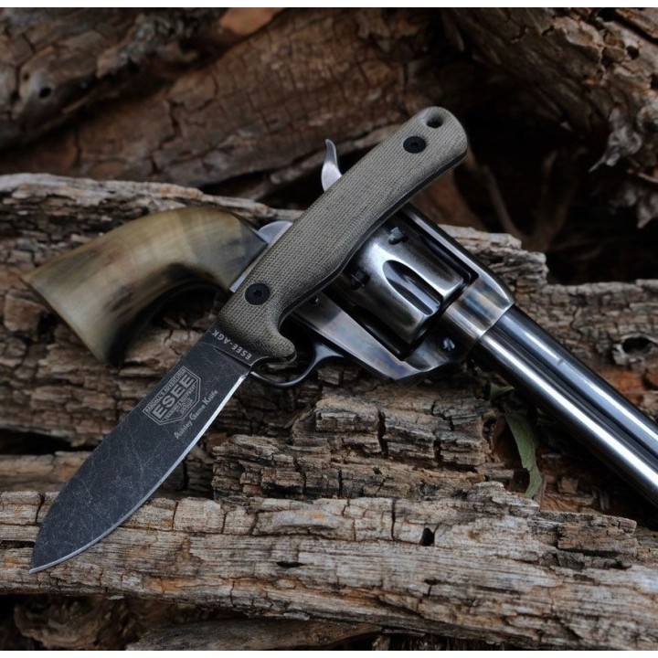 Couteau Esee Ashley Emerson Game Knife Lame Acier Carbon 1095 Manche Micarta Etui Cuir USA ESAGK - Livraison Gratuite