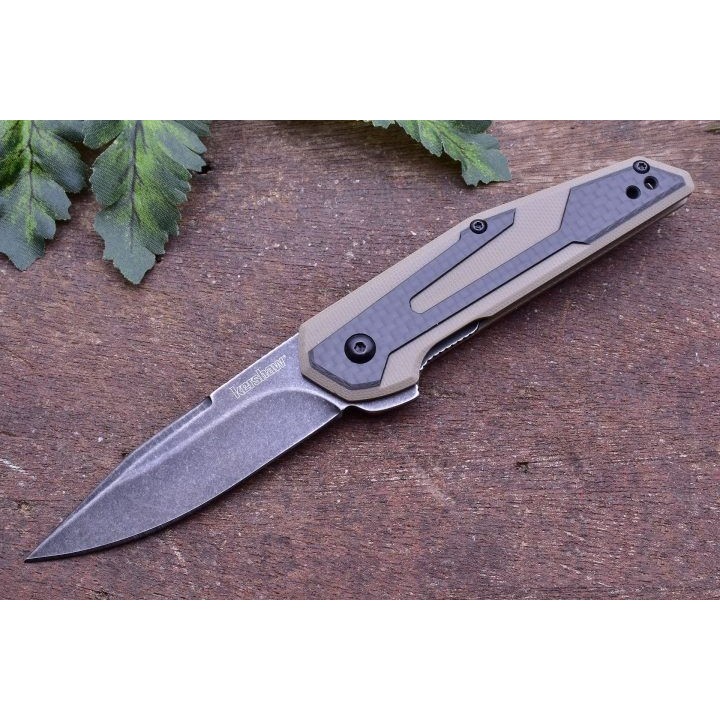KS1160TANBW Kershaw Fraxion Clip Point 8Cr13MoV Blade Tan G10/carbon Fiber Handles Linerlock Clip - Livraison Gratuite