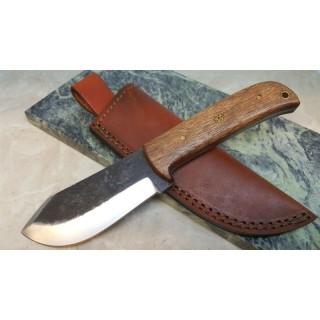 Couteau de Survie Bushcraft Lame Acier Carbone 1055 Manche Bois Etui Cuir PA4424 - Livraison Gratuite