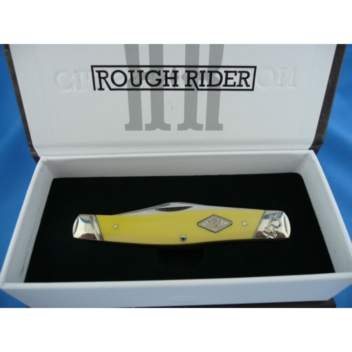 Couteau Canif Rough Rider Stockman 3 Lames Acier Carbone Manche Yellow ABS RR1740 - Livraison Gratuite