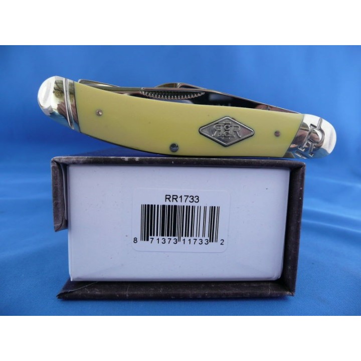 Couteau Rough Rider Sowbelly Yellow 3 Lames Carbon Manche Abs Boite Collector RR1733 - Livraison Gratuite