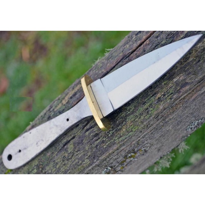 Lame à Customiser Dague Couteau de Botte Lame Acier Inox Garde Laiton BL7707 - Livraison Gratuite