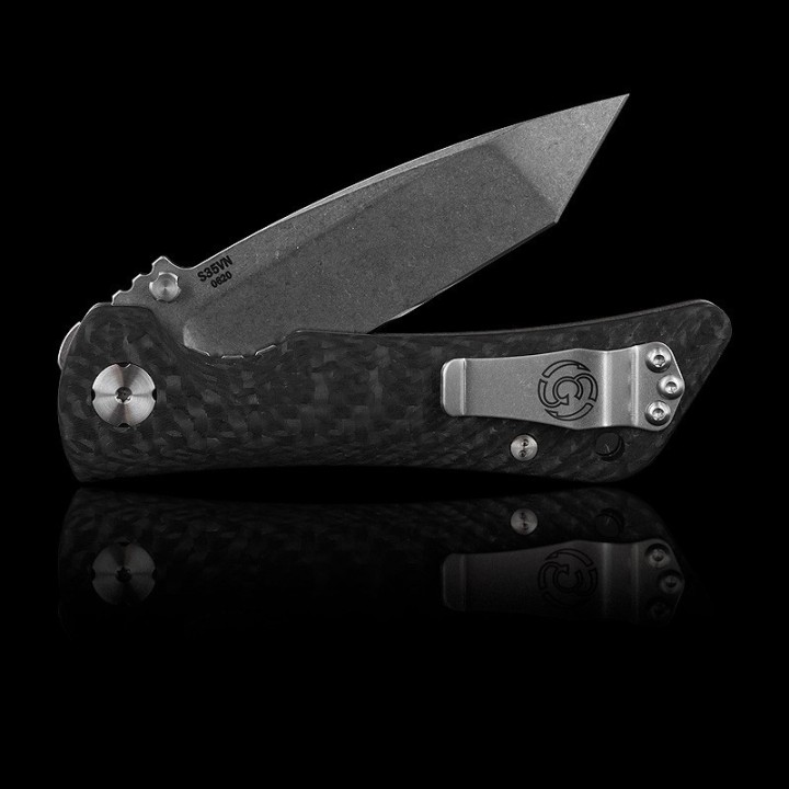 Couteau Southern Grind Spider Monkey Tanto Acier S35VN Manche Fibre de Carbone Linerlock Clip USA SG20816 - Livraison Gratuite