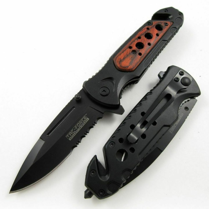 Couteau Tac Force Rescue A/O Lame Acier 440 Coupe Ceintures Brise Vitres TF637RW - Livraison  Gratuite