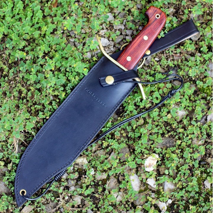 Couteau Cold Steel Wild West Bowie Lame Acier Carbone 1090 Manche Bois Etui Cuir CS81B - Livraison Gratuite