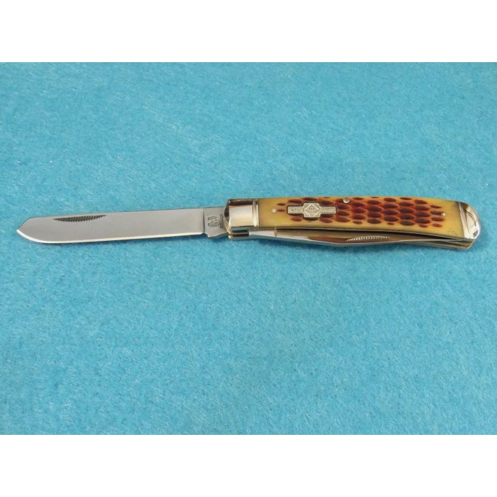 Couteau Canif Rough Rider Trapper Manche Os 2 Lames Acier 440 RR22034 - Livraison Gratuite