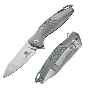 TF5290 Couteau Defcon Mako S35VN Satin/Stonewashed Blade Gray Titanium Handles Framelock Clip - Livraison Gratuite