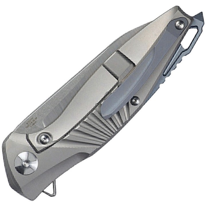 TF5290 Couteau Defcon Mako S35VN Satin/Stonewashed Blade Gray Titanium Handles Framelock Clip - Livraison Gratuite