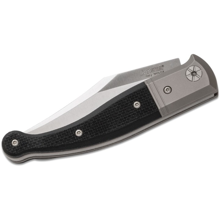 Couteau LionSteel Gitano GT01 GBK Lame Acier Niolox Manche Black Micarta/Titane Made Italy LSTGT01GBK - Livraison Gratuite