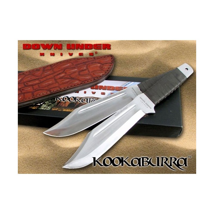 DUKKB Down Under Kookaburra Couteaux de Lancer 440C Blade Manche Cuir Etui Cuir - Livraison Gratuite
