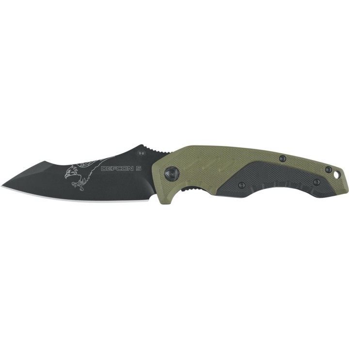 Couteau Defcon 5 Kilo Lame Acier 8Cr13MoV Manche G-10 Green/Black Linerlock Clip D5K010 - Livraison Gratuite