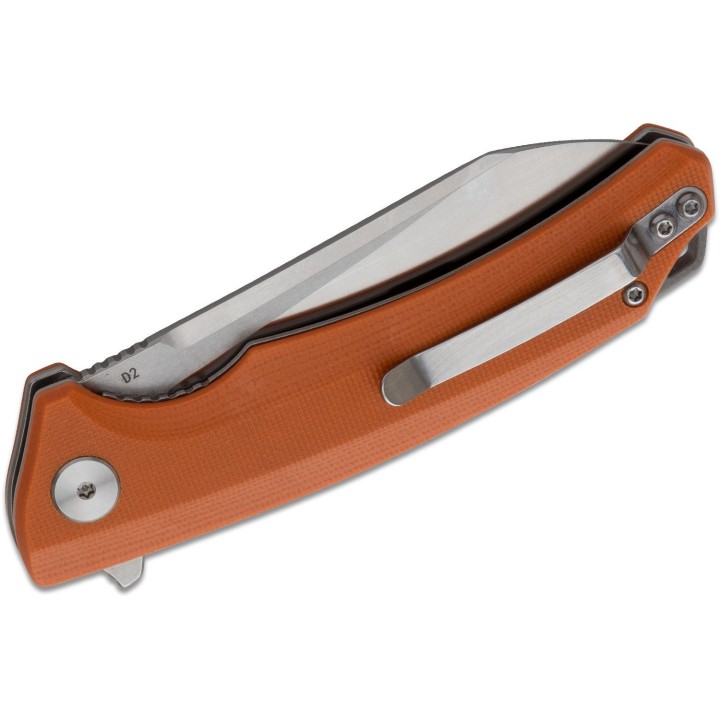 Couteau Bestech Knives Texel Orange Lame Acier D2 Manche G-10 Linerlock Clip BTKG21D1 - Livraison Gratuite