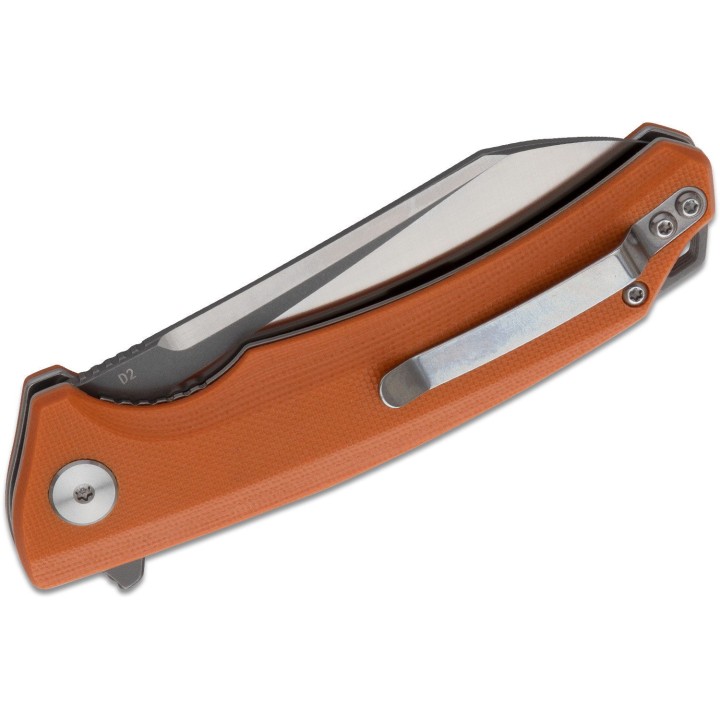 Couteau Bestech Knives Texel Orange Lame Acier D2 Manche G-10 Linerlock Clip BTKG21D2 - Livraison Gratuite