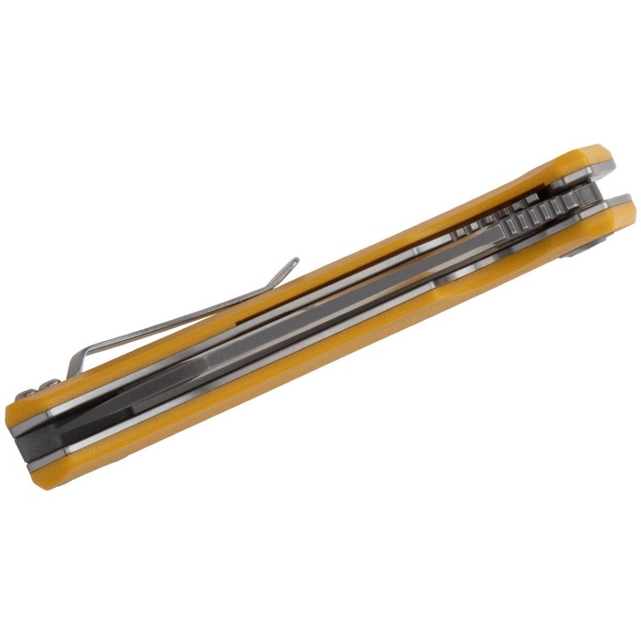 Couteau Bestech Knives Texel Yellow Lame Acier D2 Manche G-10 Linerlock Clip BTKG21C2 - Livraison Gratuite